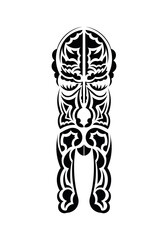 Face in traditional tribal style. Tattoo patterns. Flat style. Vector illustration.