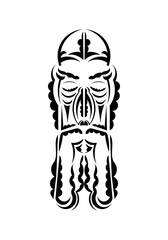 Face in traditional tribal style. Ready tattoo template. Isolated. Vector illustration.
