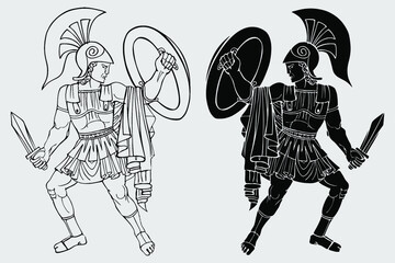 0081_Warrior_with_sword_and_shield_in_helmet_Ancient_greek_series