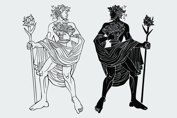 0084_Man_with_grape_and_staff_Ancient_greek_series