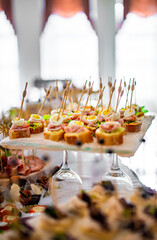 food buffer catering. Different appetizer on table