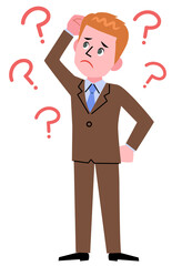 A businessman and question mark