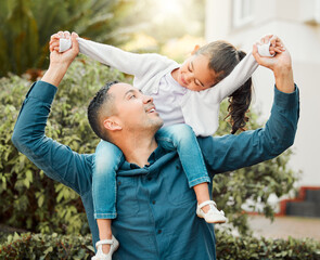 Want some ice-cream. Shot of a father and daughter bonding outdoors.