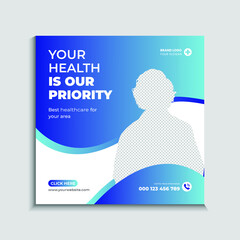 Hospital banner or doctor social media post banner template Vector