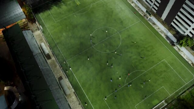 View of a soccer field during a practice game