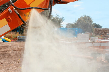 An incident on construction site when a hydraulic hose on excavator split and liquid started...