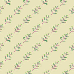 Hand drawn a sprig with berries seamless pattern. Branch with leaves and berry wallpaper.