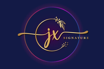 luxury signature logo design initial JX. Handwriting vector logo design illustration image