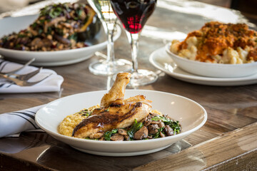 Chicken Statler on a Wooden Table