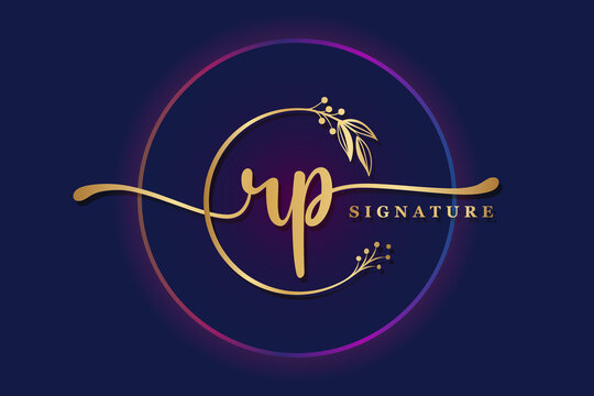 luxury signature logo design initial RP. Handwriting vector logo design illustration image