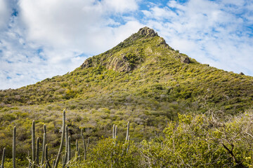 Mount Christoffel viewed from the Christoffel National Park on the Caribbean island Curacao