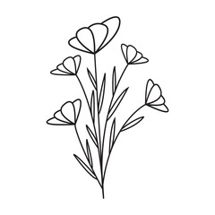 elegant, decoration, botanical, icon, symbol, drawn, beauty, print, elegance, vintage, simple, element, continuous, coloring, white, colorless, book, art, summer, plant, sketch, outline, flora, line, 