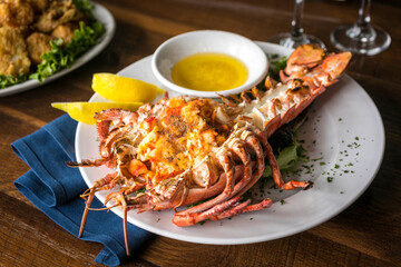 Twice Cooked Baked Stuffed Lobster with Lemon and Butter