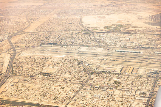 Aerial View Of Development In Dubai Airport Area. Dubai, United Arab Emirates.