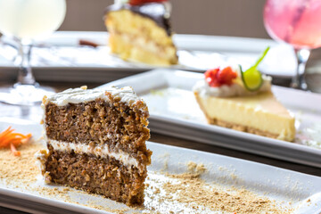 Cake Slices on White Plates