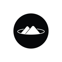 Mount logo circle background black color editable. Mountain icon.