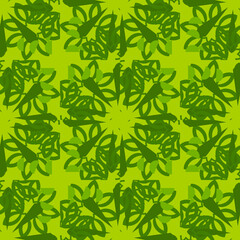 Abstract colorful doodle geometric flower seamless pattern. Floral background. Mosaic, geo tile ornament.