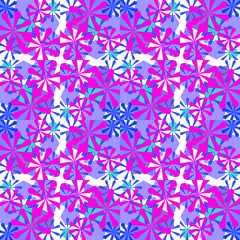 Abstract colorful doodle geometric flower seamless pattern. Floral background. Mosaic, geo tile ornament.