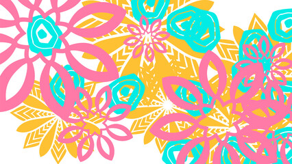 Naklejka premium Fantasy messy doodle geometric shapes background. Abstract card, layout.
