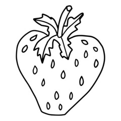 Cute cartoon doodle red strawberry isolated on white background.  