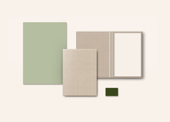 Organic pastel restaurant menus from top beige and green