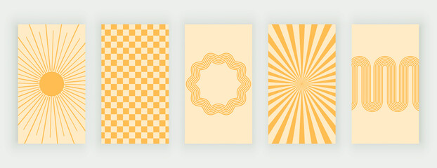 Yellow retro backgrounds for social media stories 
