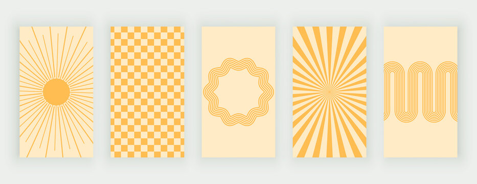 Fototapeta Yellow retro backgrounds for social media stories  