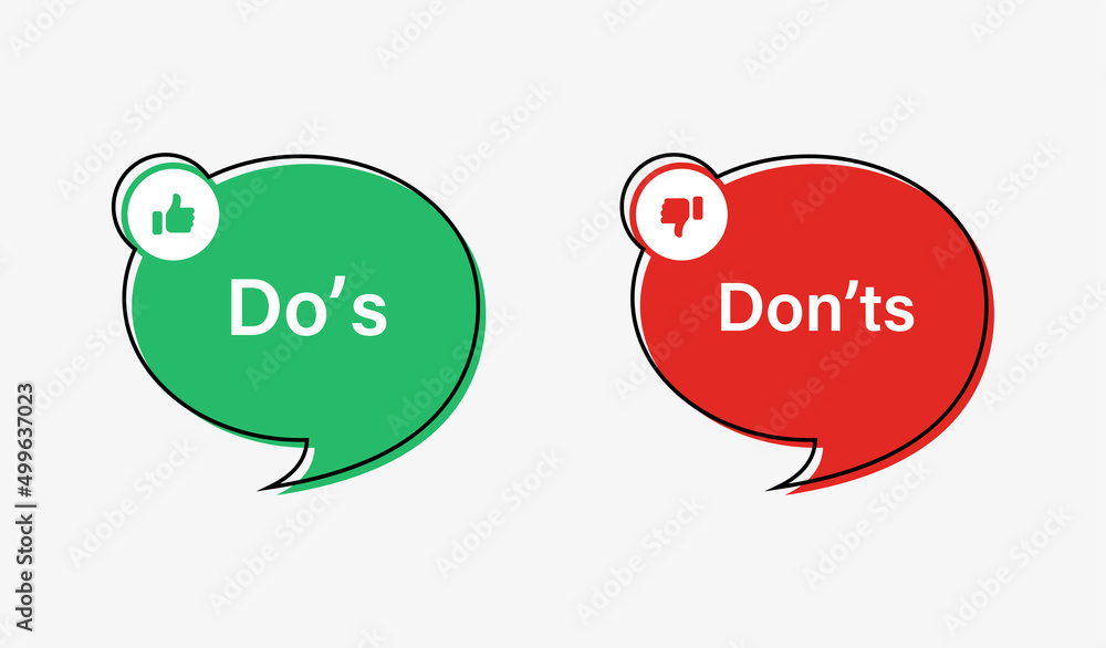 Aufkleber dos and donts icons with speech bubble - thumbs up or thumb down. like or dislike - do's and don'ts 