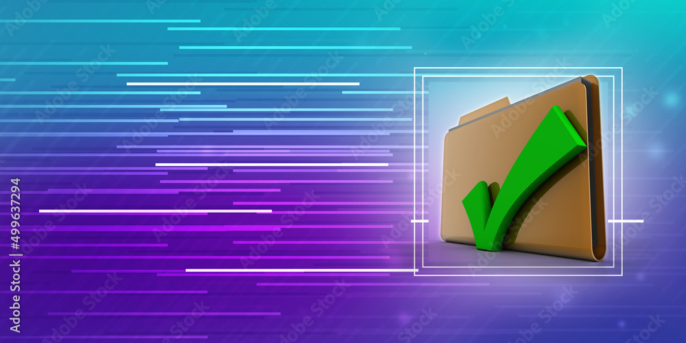 Aufkleber 3d illustration checkbox tick with folder