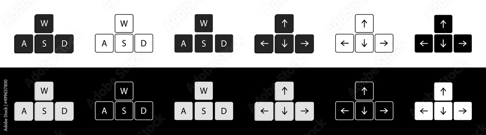Poster arrow keyboard. arrows navigation on keyboard. icon of down, up, left and right direction. outline b