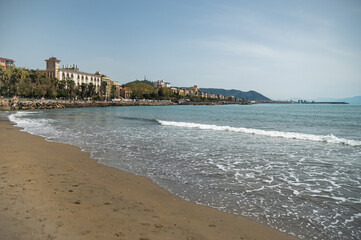 Nice view of the sea, city and mountains. Grace, relax tranquility.