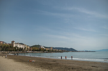 Obraz premium Nice view of the sea, city and mountains. Grace, relax tranquility.