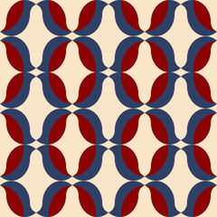 Repeating, seamless pattern of patriotic red, white and blue abstract bird shapes. Ideal for wrapping paper or greeting card design.