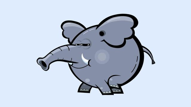 Cartoon gray elephant animation black outline version. Walking character loop. Alpha channel included. Good for any material for kids, adverts, etc...
