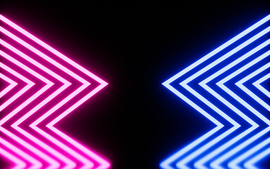 Obraz premium Neon arrows with black background, 3d rendering.