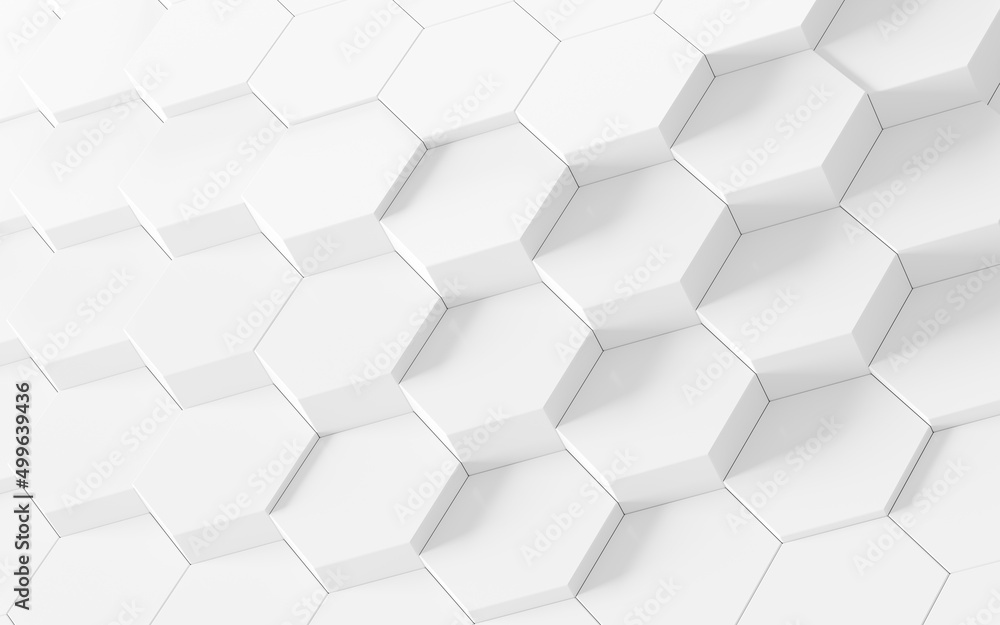 Poster white hexagonal background, 3d rendering.