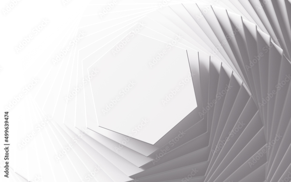 Poster white hexagonal background, 3d rendering.