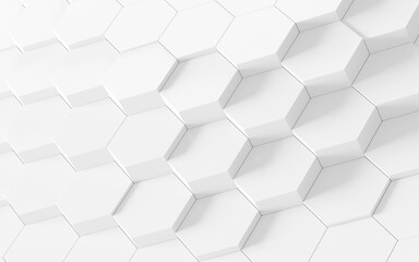 White hexagonal background, 3d rendering.