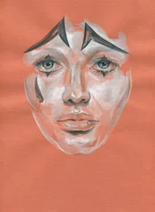 Foto op Canvas watercolor painting. man with mask portrait. illustration.   © Anna Ismagilova