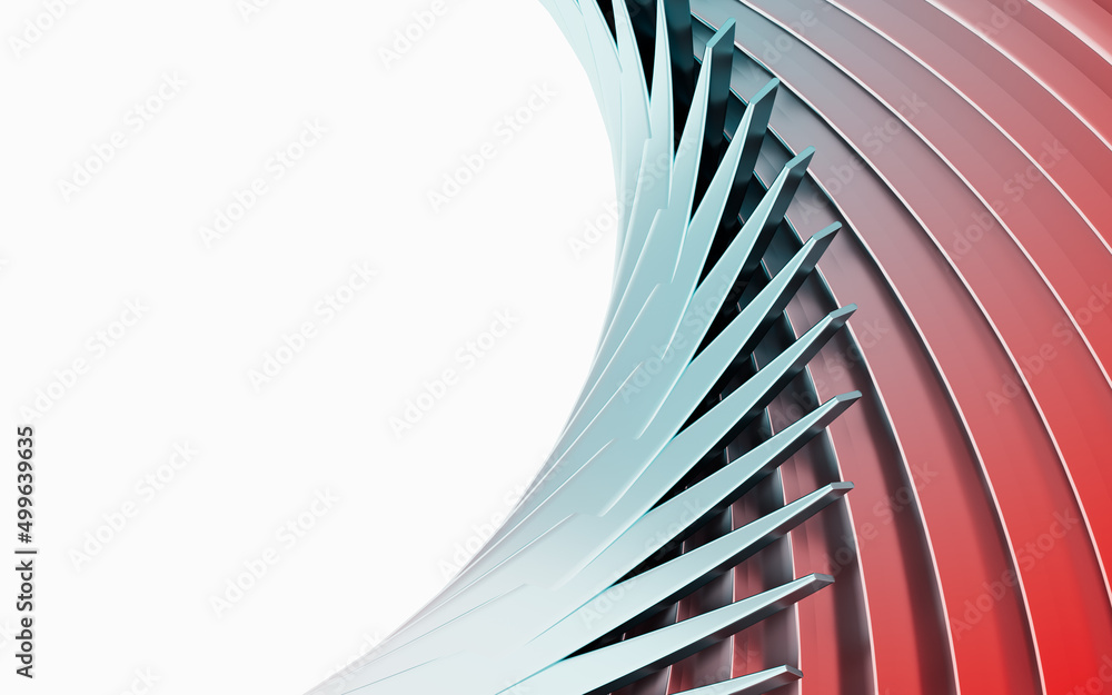 Poster abstract curves with white background, 3d rendering.