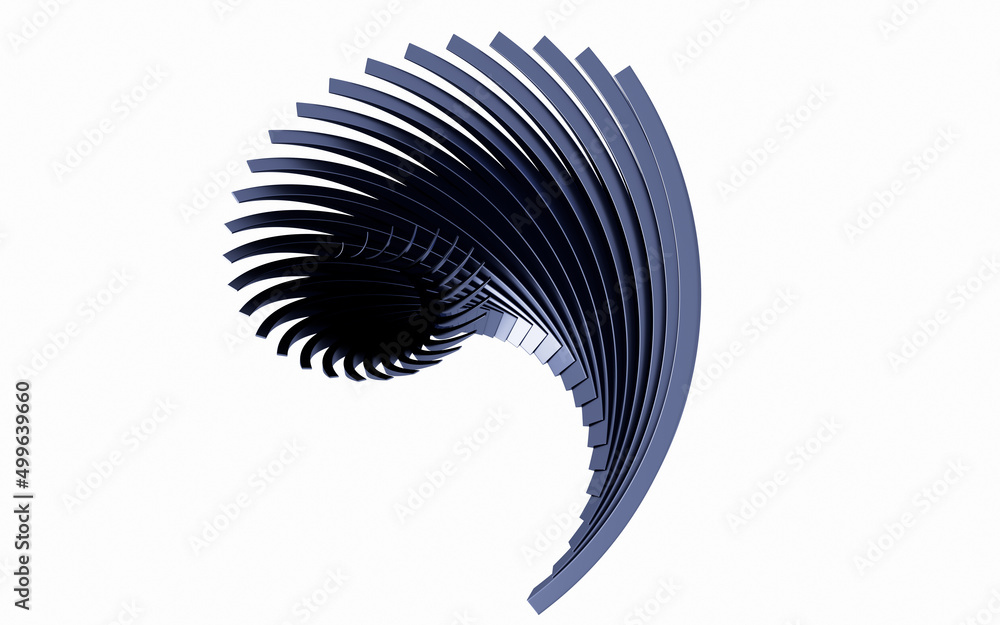 Poster abstract curves with white background, 3d rendering.