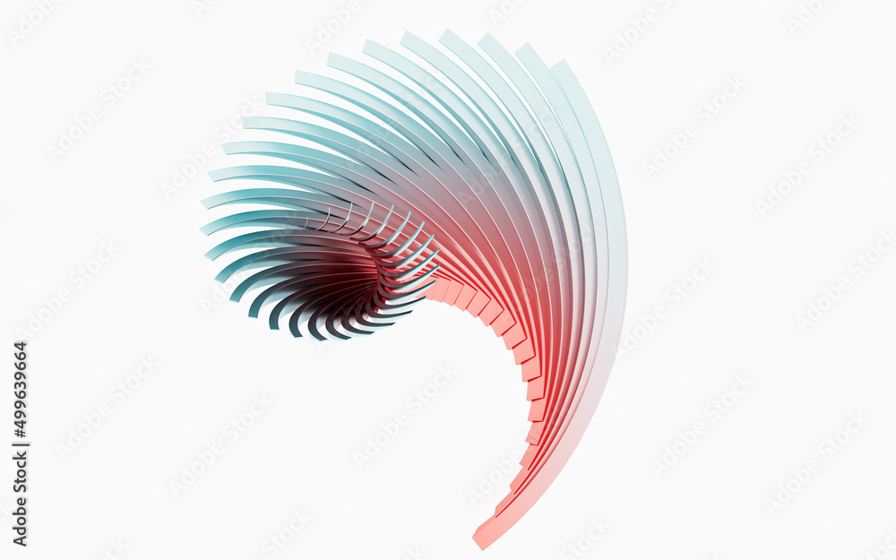 Poster abstract curves with white background, 3d rendering.