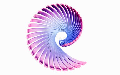 Abstract curves with white background, 3d rendering.
