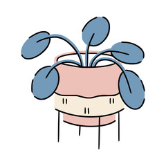 Cute plant in modern pot with legs for scandi interior. Great for web design, instructions, cards and apps.