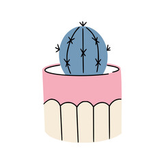 Cute cactus in modern  pot for scandi interior. Great for web design, instructions, cards and apps.