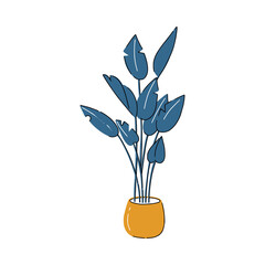 Huge plant in modern flor pot for scandi interior. Great for web design, instructions, cards and apps.