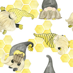Watercolor bee gnomes.