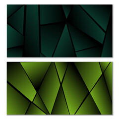 Abstract polygonal pattern. Set of two dark gradient polygonal backgrounds. Background design, cover, postcard, banner, wallpaper