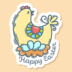 A cute chick and lettering Happy Easter