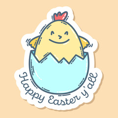 Cute chick and lettering Happy Easter y'all